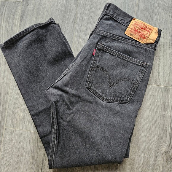 Levi's Other - Vintage Levis 501 Mens Faded Black Straight Leg Denim Jeans 34x30 Button Fly